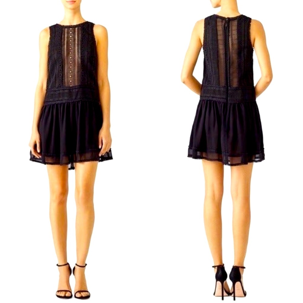 NICHOLAS Black Panelled Lace Dress size 0